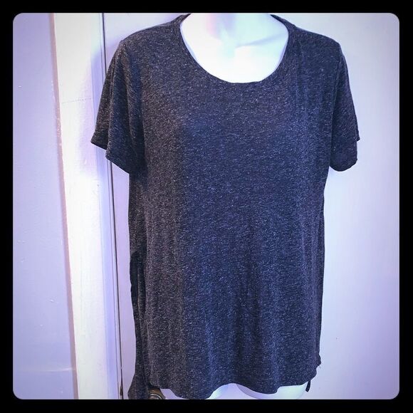 BERSHKA Grey Space Dye Hi Low T-Shirt-L - Picture 1 of 7